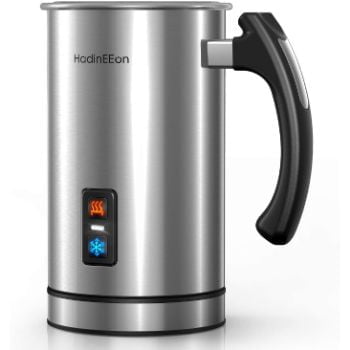 8.HadinEEon Milk Frother, Stainless Steel 16.9oz/3.4oz Electric Milk Frother Automatic